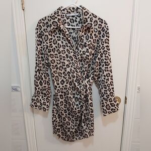 ZARA animal print longsleeve wrapped dress, size small (S)